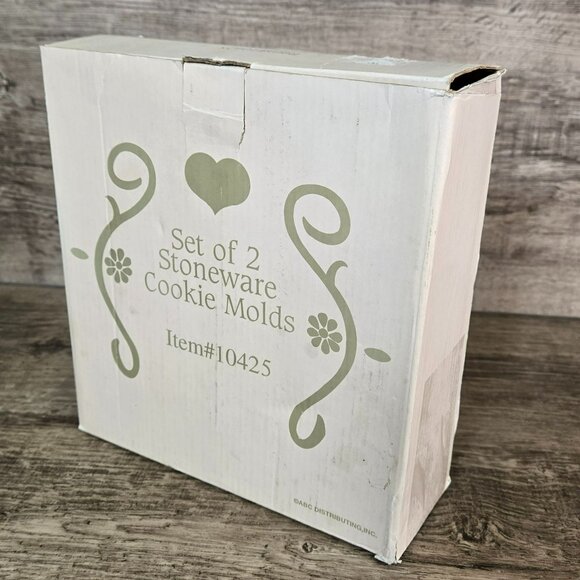 VTG Pair New Stoneware Cookie Molds Heart Easter Spring ABC Distributing 10425 - Picture 11 of 12